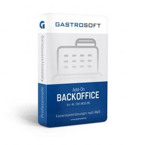 Verpackung einer professionellen Kassensoftwarelösung, Kassensystemlösung, Zusatzmodul - Add-On Backoffice